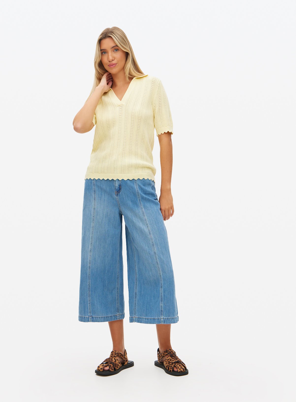 Yellow Crochet Stitch Polo Top 24 - Image 2 thumbnail